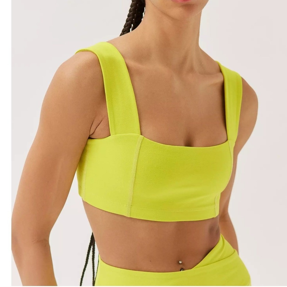 Beyond Yoga Spacedye Squared Crop Top True Charteuse Heather Small